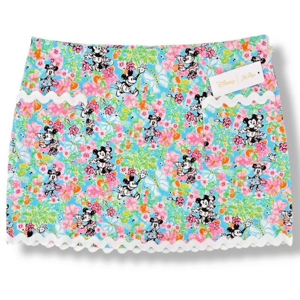 Lilly Pulitzer Lilly Hearts Disney Gardner Skort Skirt 4 Minnie Mickey Flowers - Picture 1 of 5